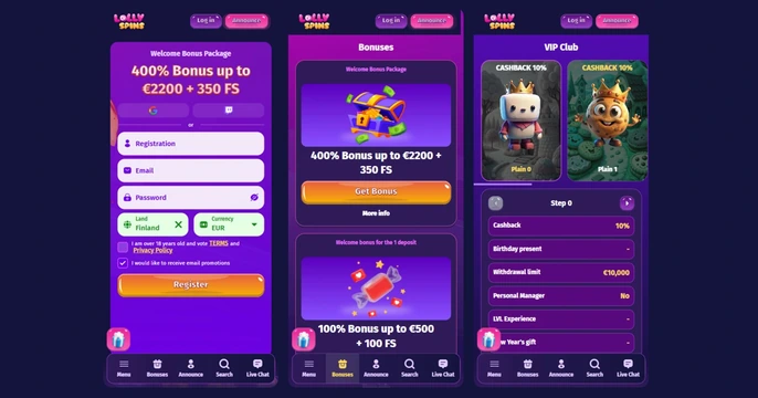 Lolly Spins Casino Bonus
